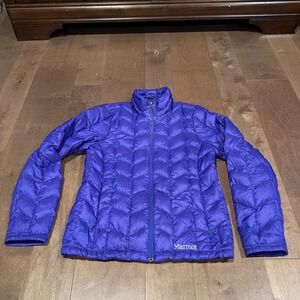 Marmot Winter Jacket Womens Medium Purple Goose Down Puffer Coat Full Zip